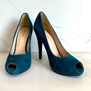 Deep Blue Teal Nine West Just Cruise Heels size 9